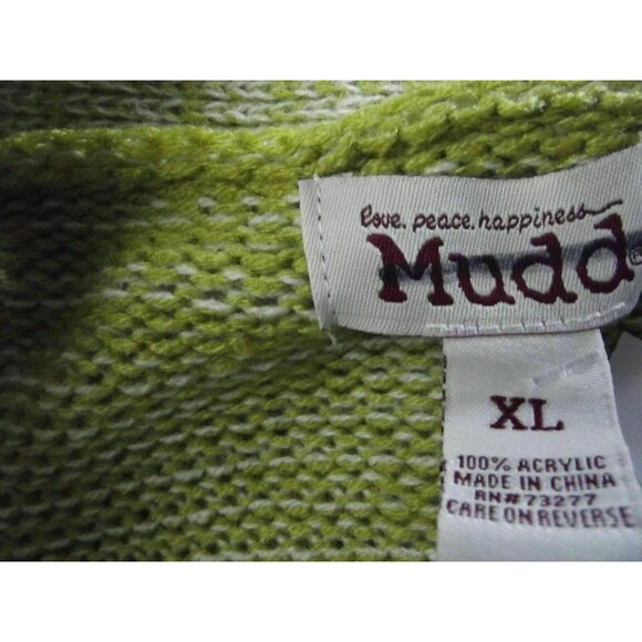 Mudd Cardigan Sweater Womens Junior XL Aztec Button Green Burgundy & Off-White - Picture 6 of 8